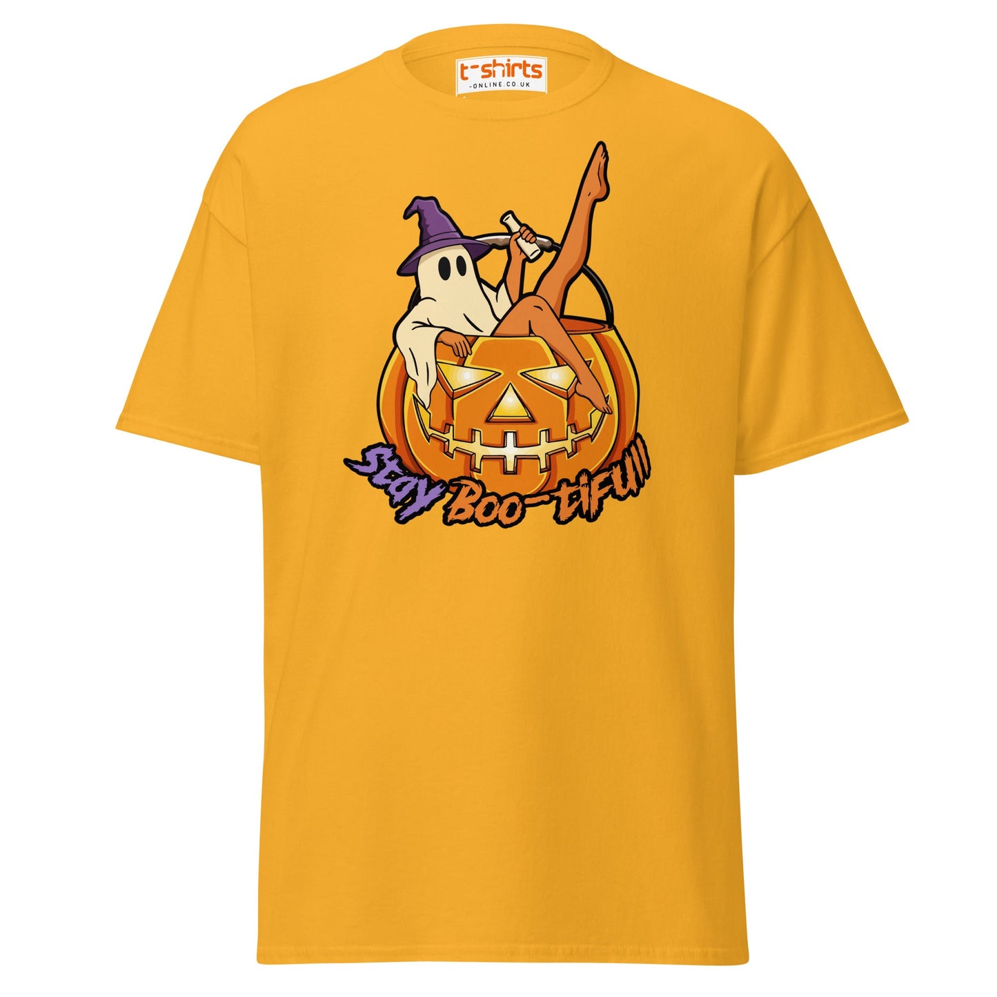 Stay Boo - tiful Halloween Ghost T-Shirt - Gold - T-Shirts Online