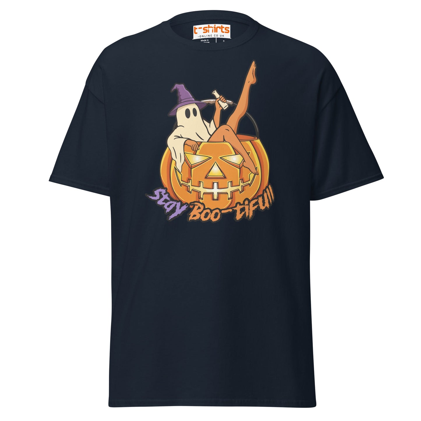 Stay Boo - tiful Halloween Ghost T-Shirt - Navy - T-Shirts Online