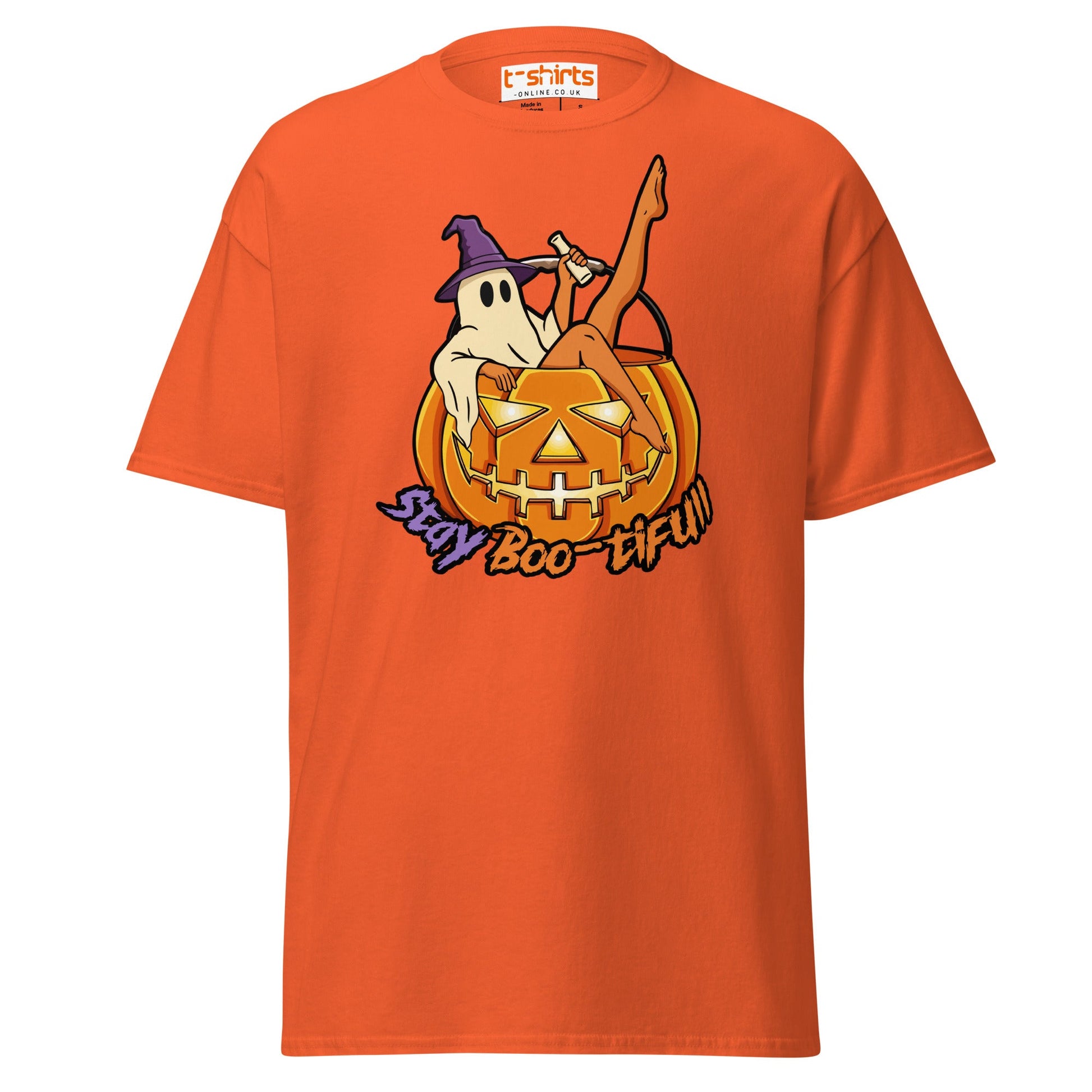 Stay Boo - tiful Halloween Ghost T-Shirt - Orange - T-Shirts Online