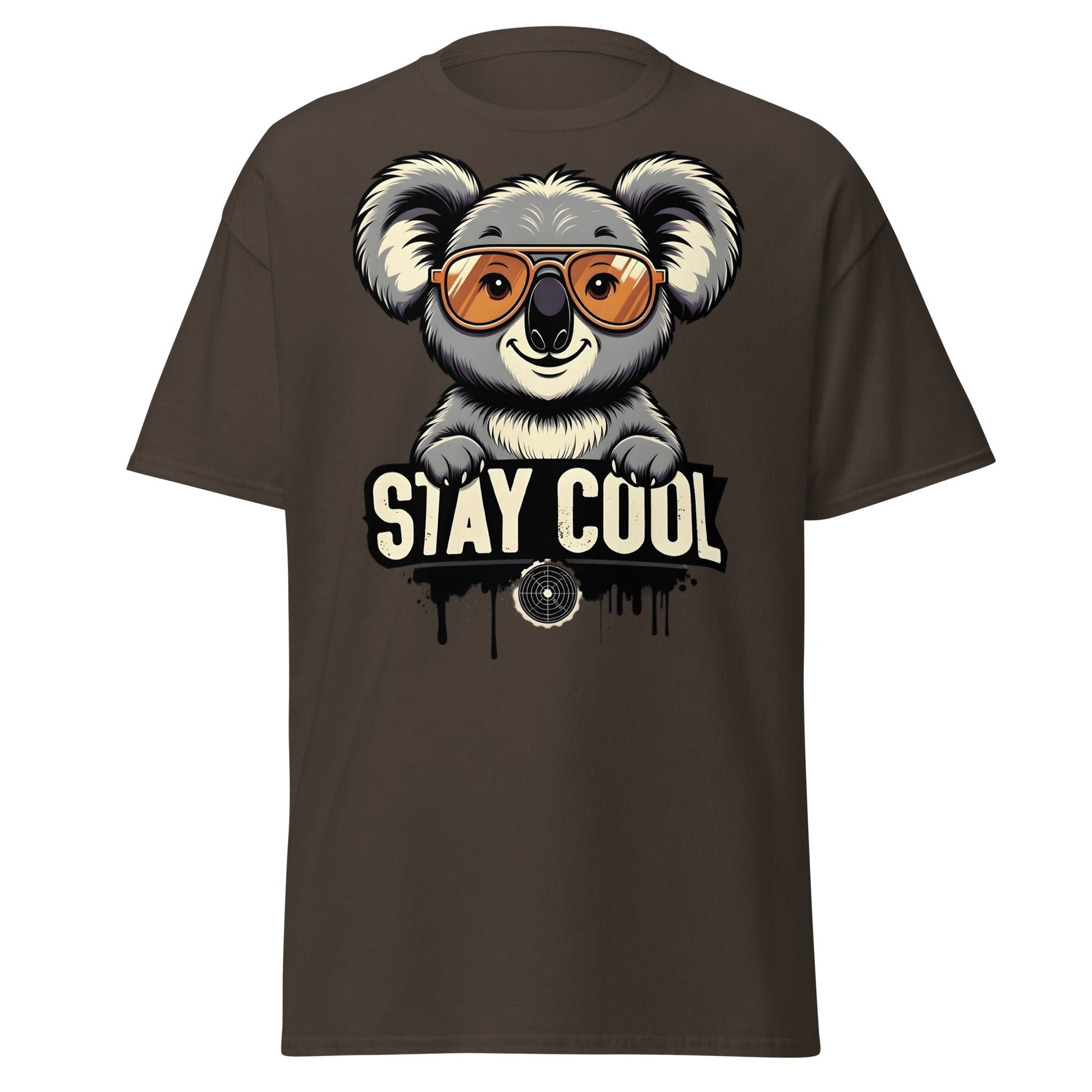 Stay Cool Koala T-Shirt - Funny Sunglasses Koala Graphic Tee - Dark Chocolate - T-Shirts Online