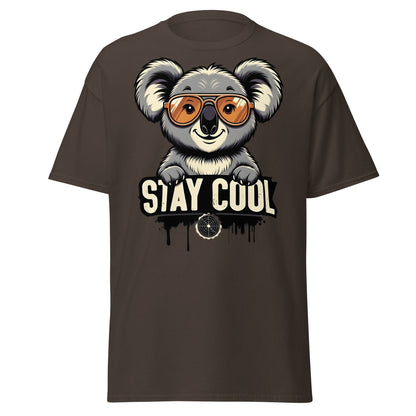 Stay Cool Koala T-Shirt - Funny Sunglasses Koala Graphic Tee - Dark Chocolate - T-Shirts Online