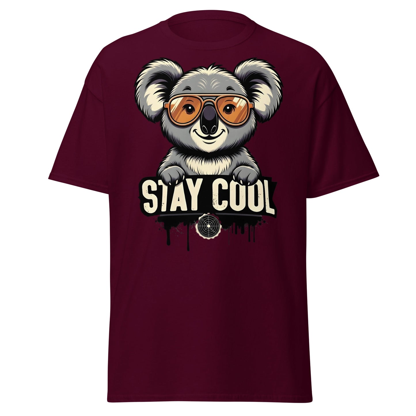 Stay Cool Koala T-Shirt - Funny Sunglasses Koala Graphic Tee - Maroon - T-Shirts Online
