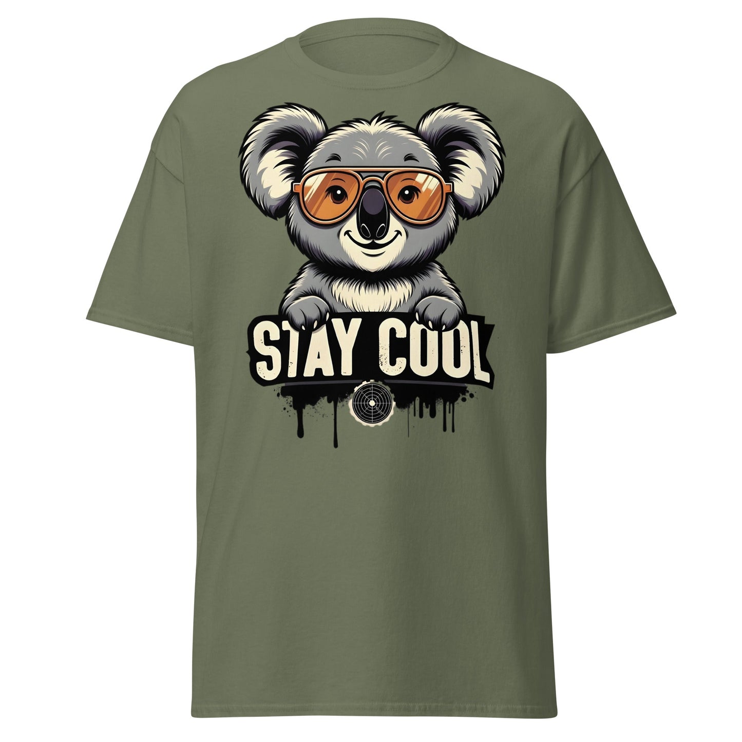 Stay Cool Koala T-Shirt - Funny Sunglasses Koala Graphic Tee - Military Green - T-Shirts Online