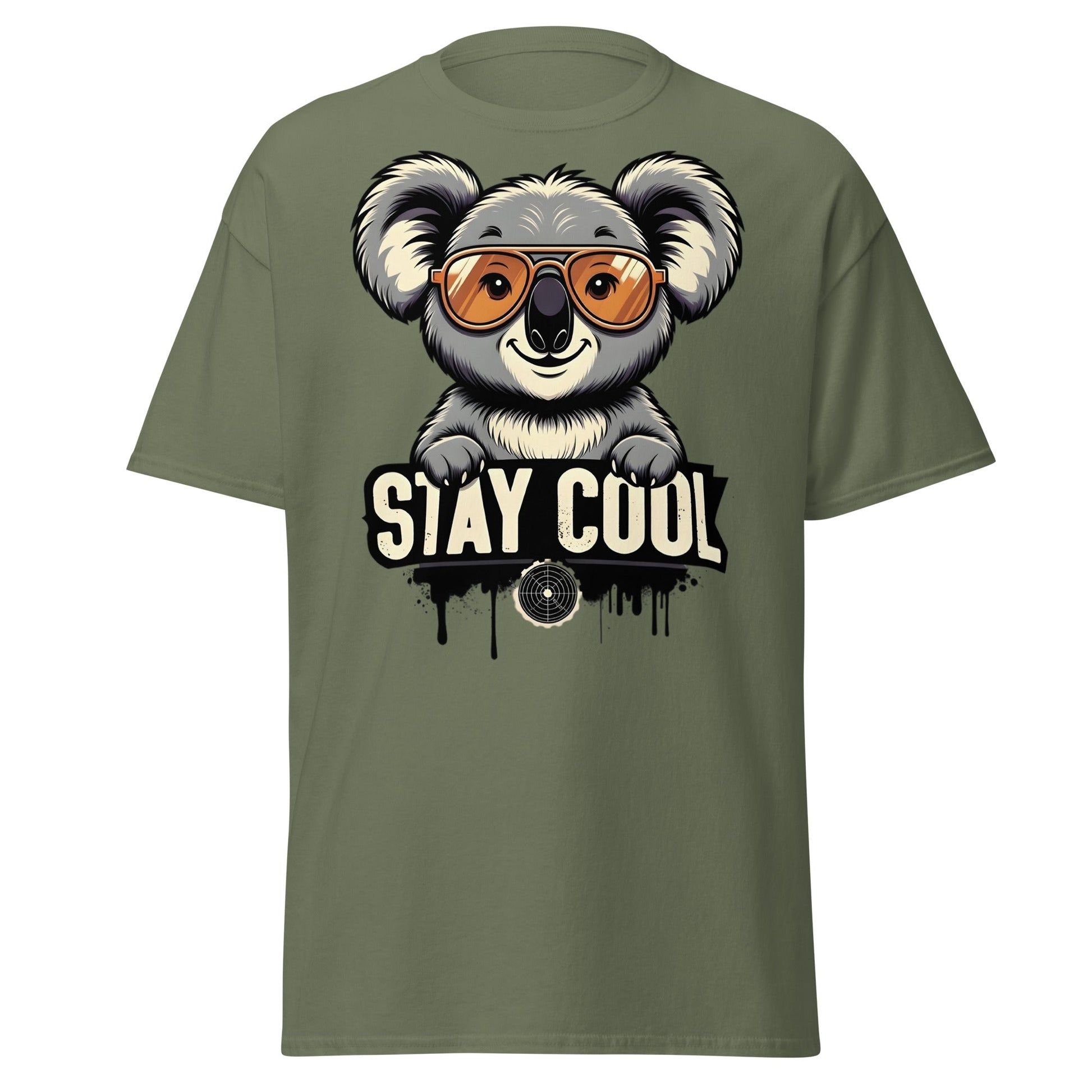Stay Cool Koala T-Shirt - Funny Sunglasses Koala Graphic Tee - Military Green - T-Shirts Online