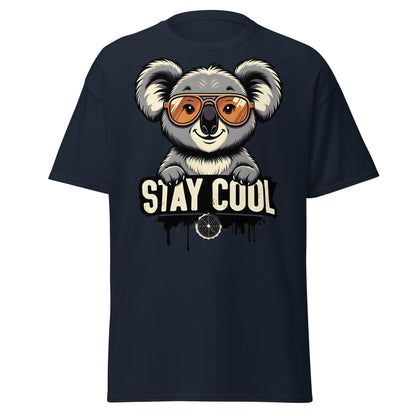 Stay Cool Koala T-Shirt - Funny Sunglasses Koala Graphic Tee - Navy - T-Shirts Online