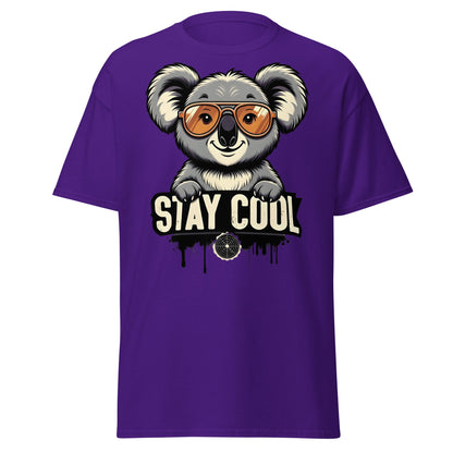 Stay Cool Koala T-Shirt - Funny Sunglasses Koala Graphic Tee - Purple - T-Shirts Online