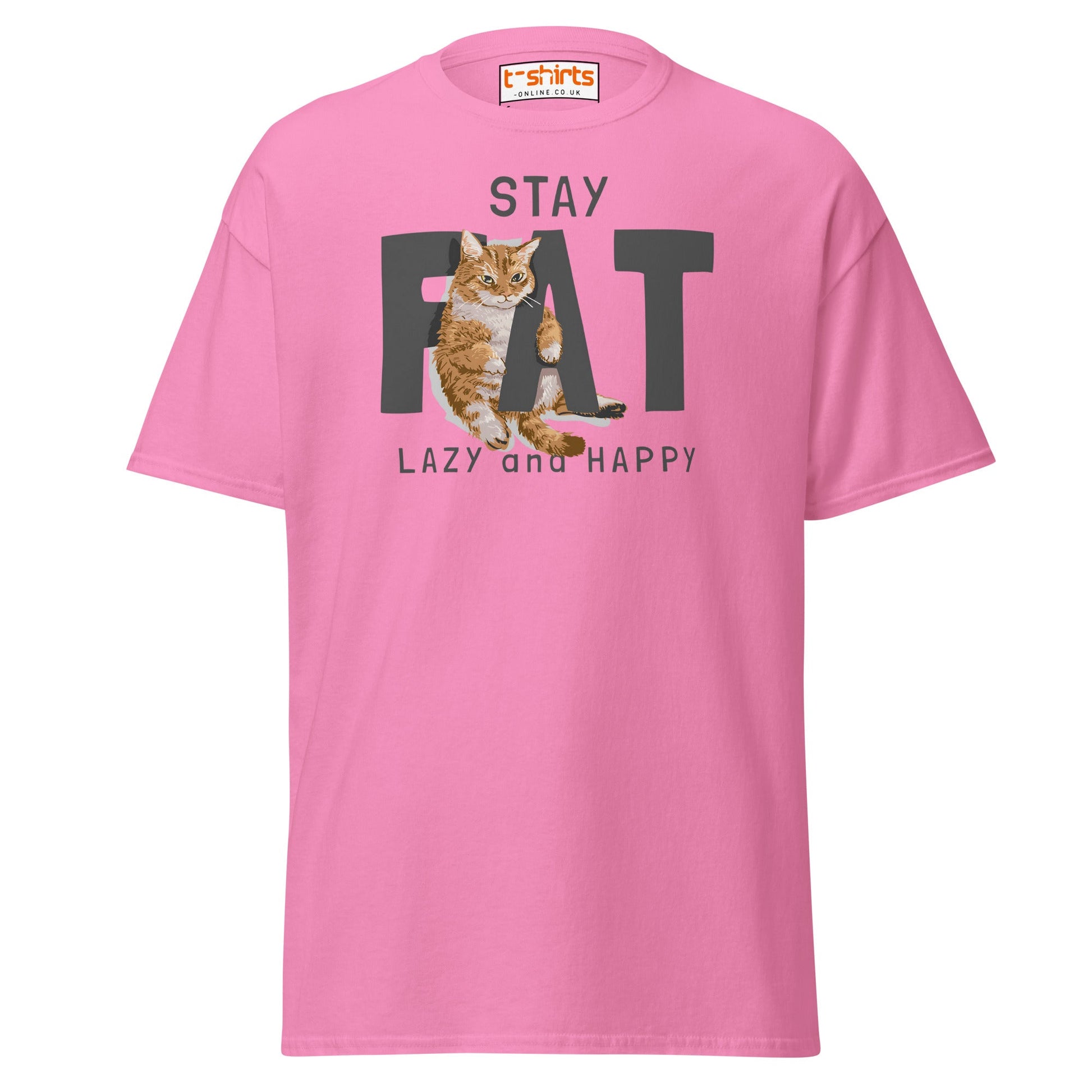 Stay Fat Cat T-Shirt | Funny Lazy Cat Humor Tee - Azalea - T-Shirts Online