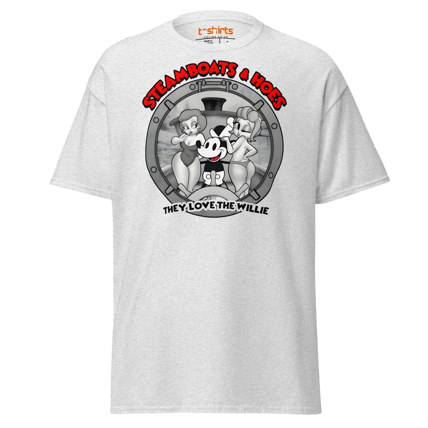 Steamboats & Hoes T-Shirt | Funny Retro Cartoon Tee - Ash - T-Shirts Online