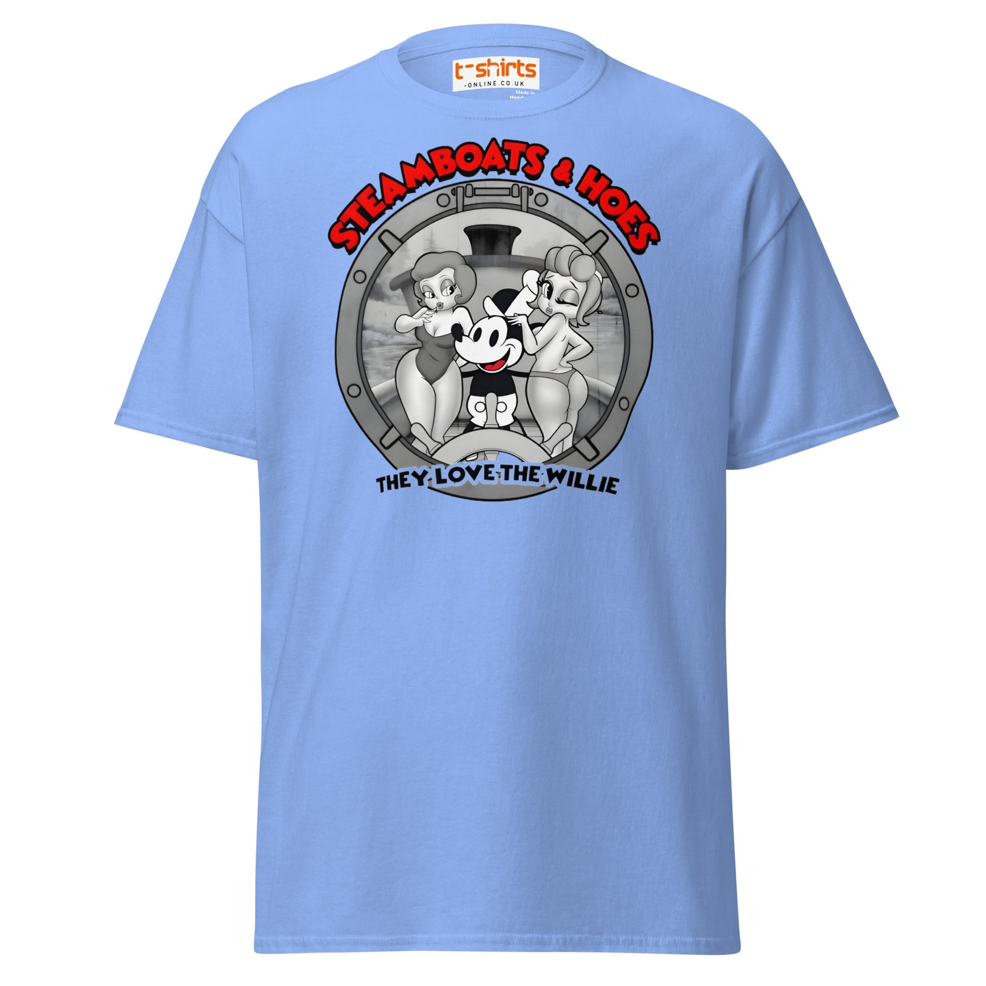 Steamboats & Hoes T-Shirt | Funny Retro Cartoon Tee - Carolina Blue - T-Shirts Online