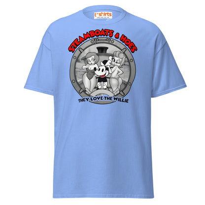 Steamboats & Hoes T-Shirt | Funny Retro Cartoon Tee - Carolina Blue - T-Shirts Online