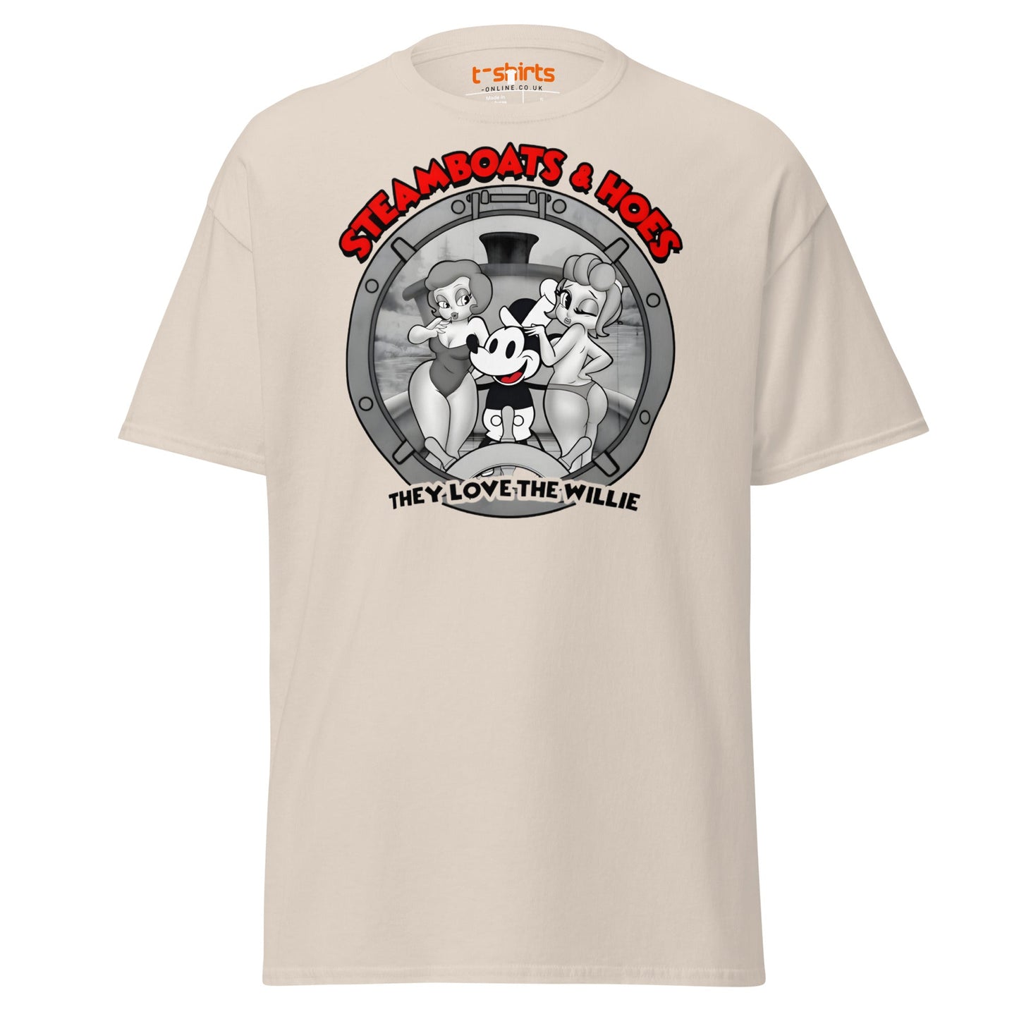 Steamboats & Hoes T-Shirt | Funny Retro Cartoon Tee - Natural - T-Shirts Online