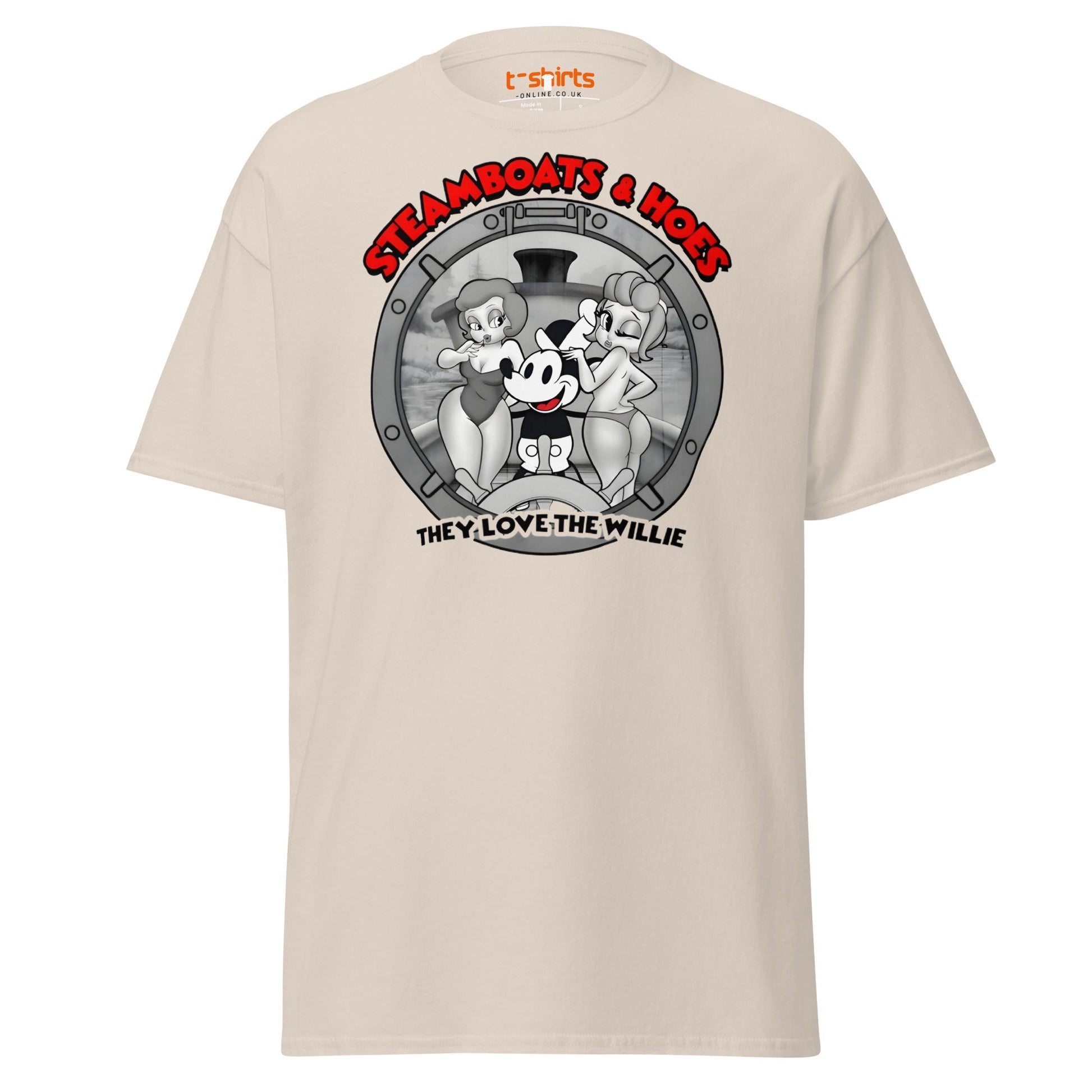 Steamboats & Hoes T-Shirt | Funny Retro Cartoon Tee - Natural - T-Shirts Online