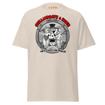 Steamboats & Hoes T-Shirt | Funny Retro Cartoon Tee - Natural - T-Shirts Online