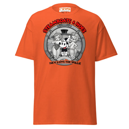 Steamboats & Hoes T-Shirt | Funny Retro Cartoon Tee - Orange - T-Shirts Online