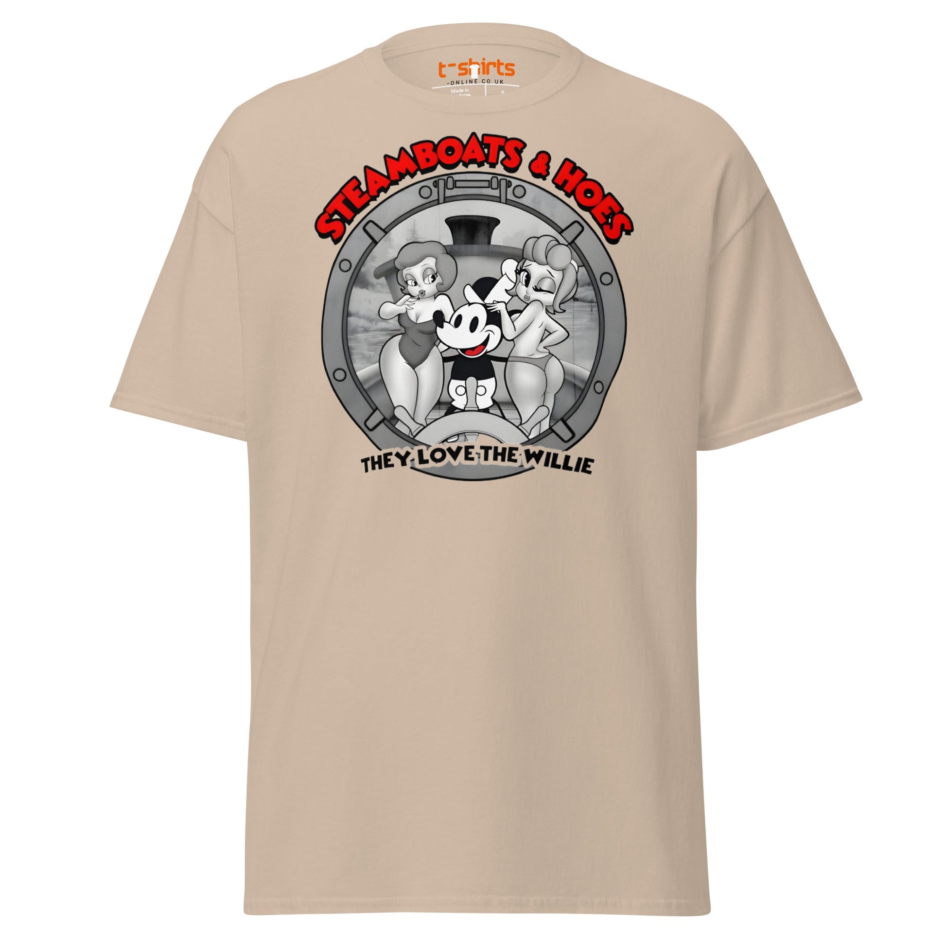 Steamboats & Hoes T-Shirt | Funny Retro Cartoon Tee - Sand - T-Shirts Online