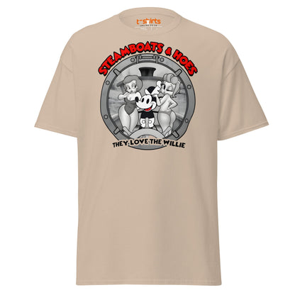 Steamboats & Hoes T-Shirt | Funny Retro Cartoon Tee - Sand - T-Shirts Online