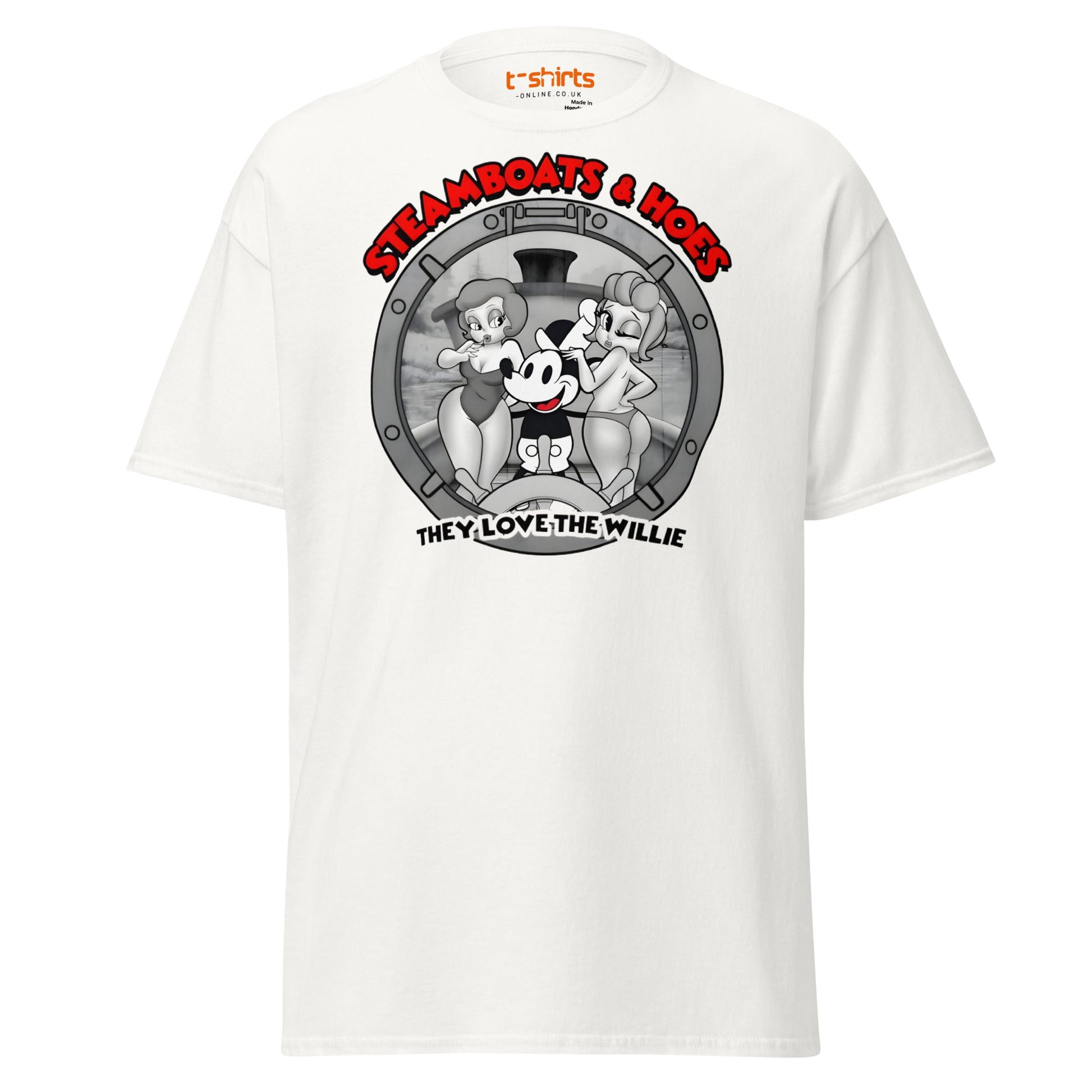Steamboats & Hoes T-Shirt | Funny Retro Cartoon Tee - White - T-Shirts Online