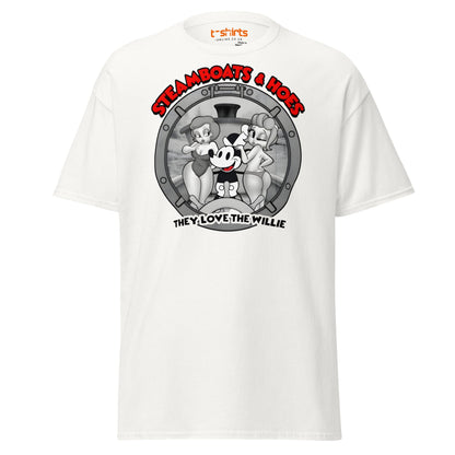 Steamboats & Hoes T-Shirt | Funny Retro Cartoon Tee - White - T-Shirts Online