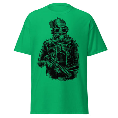 Steampunk Soldier Gas Mask Rifle T-Shirt - Irish Green - T-Shirts Online
