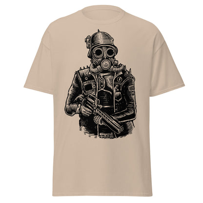 Steampunk Soldier Gas Mask Rifle T-Shirt - Sand - T-Shirts Online