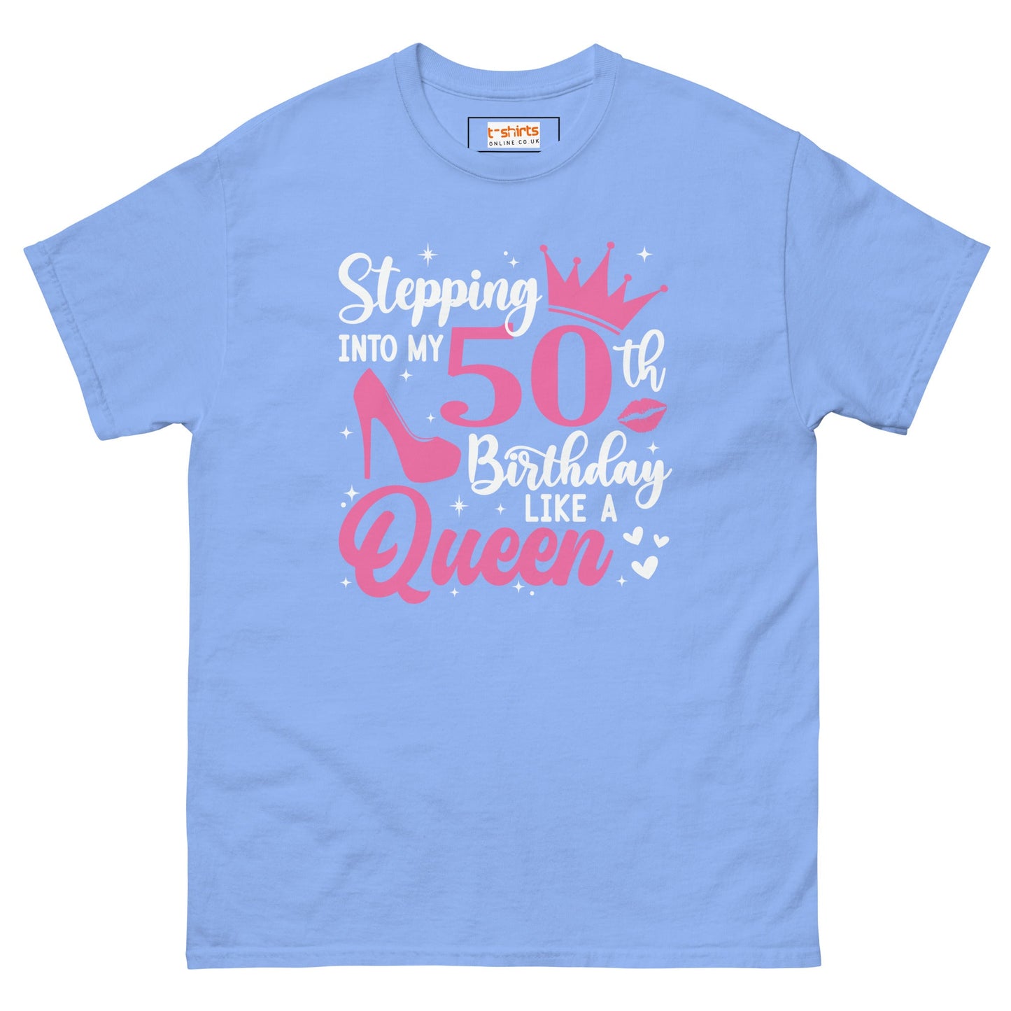 Stepping into my 50's | 50th Birthday Shirt - Carolina Blue - T-Shirts Online