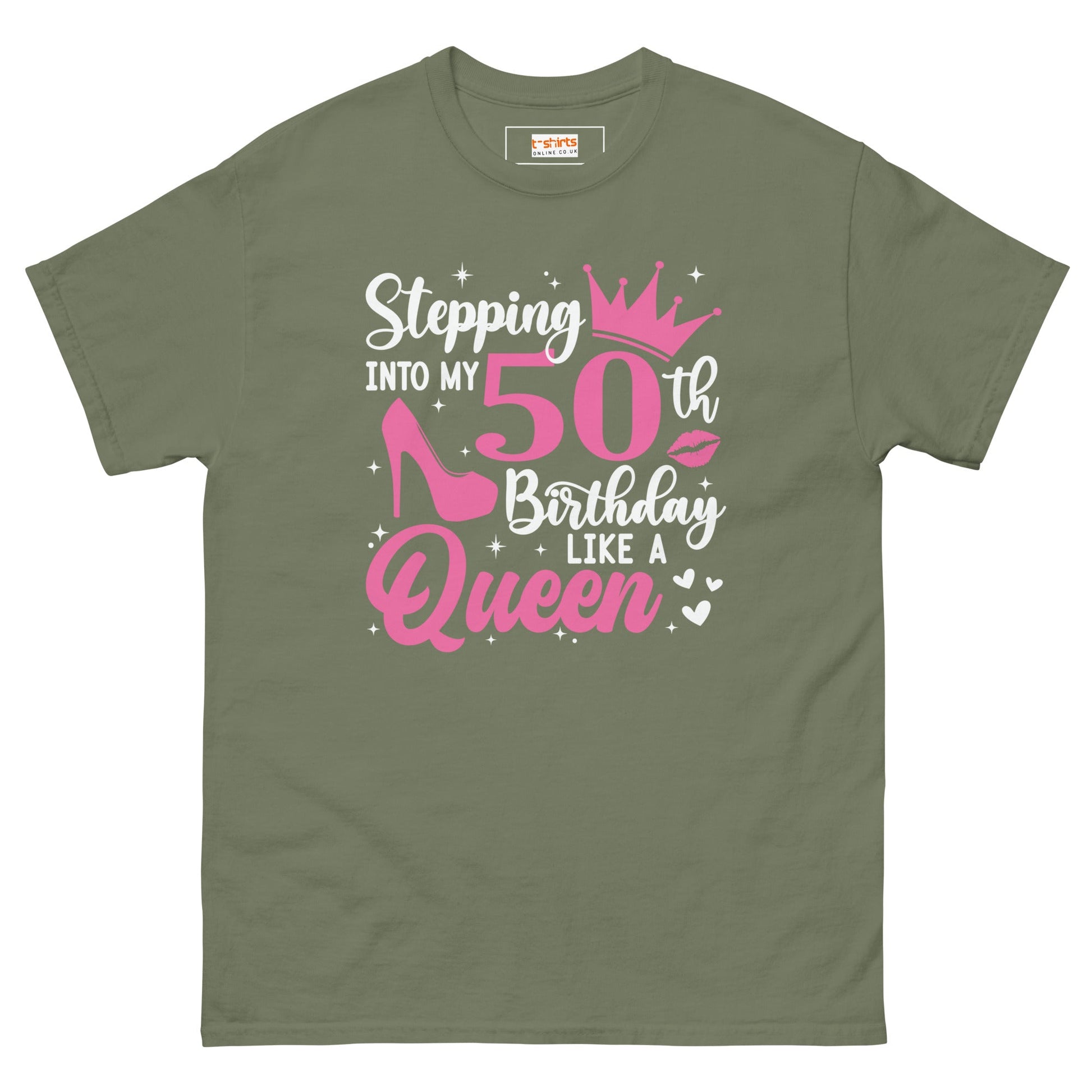 Stepping into my 50's | 50th Birthday Shirt - Military Green - T-Shirts Online