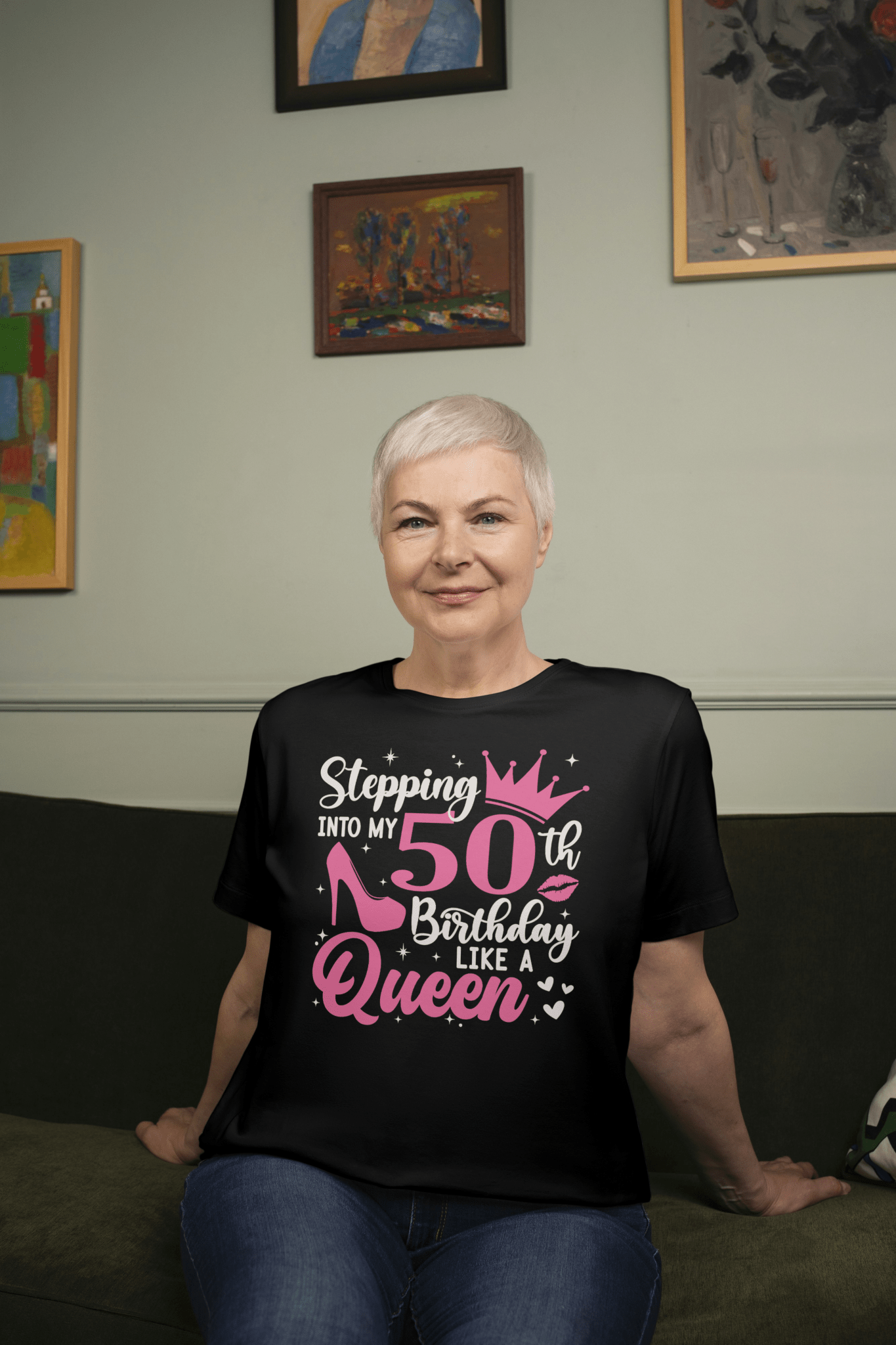 Stepping into my 50's | 50th Birthday Shirt - Navy - T-Shirts Online