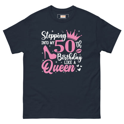 Stepping into my 50's | 50th Birthday Shirt - Navy - T-Shirts Online
