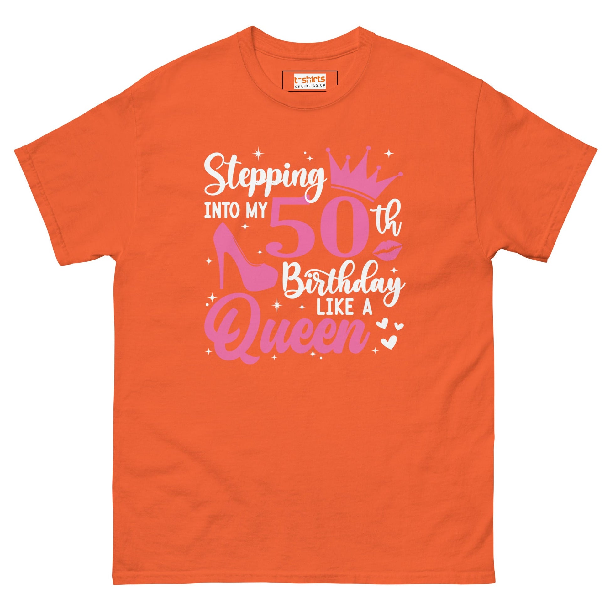 Stepping into my 50's | 50th Birthday Shirt - Orange - T-Shirts Online