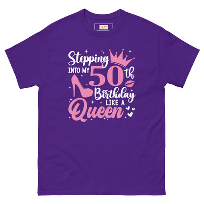 Stepping into my 50's | 50th Birthday Shirt - Purple - T-Shirts Online