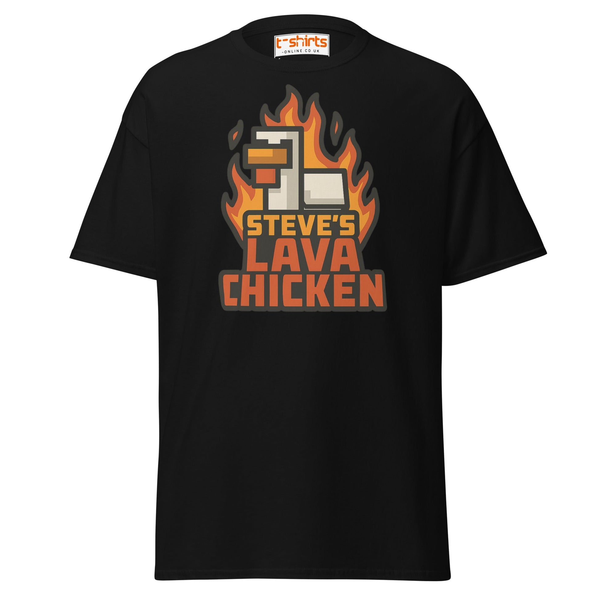 Steve's Lava Chicken Pixel Art T-Shirt - Black - T-Shirts Online