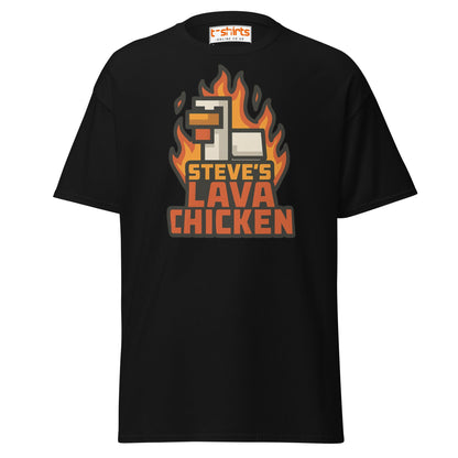 Steve's Lava Chicken Pixel Art T-Shirt - Black - T-Shirts Online