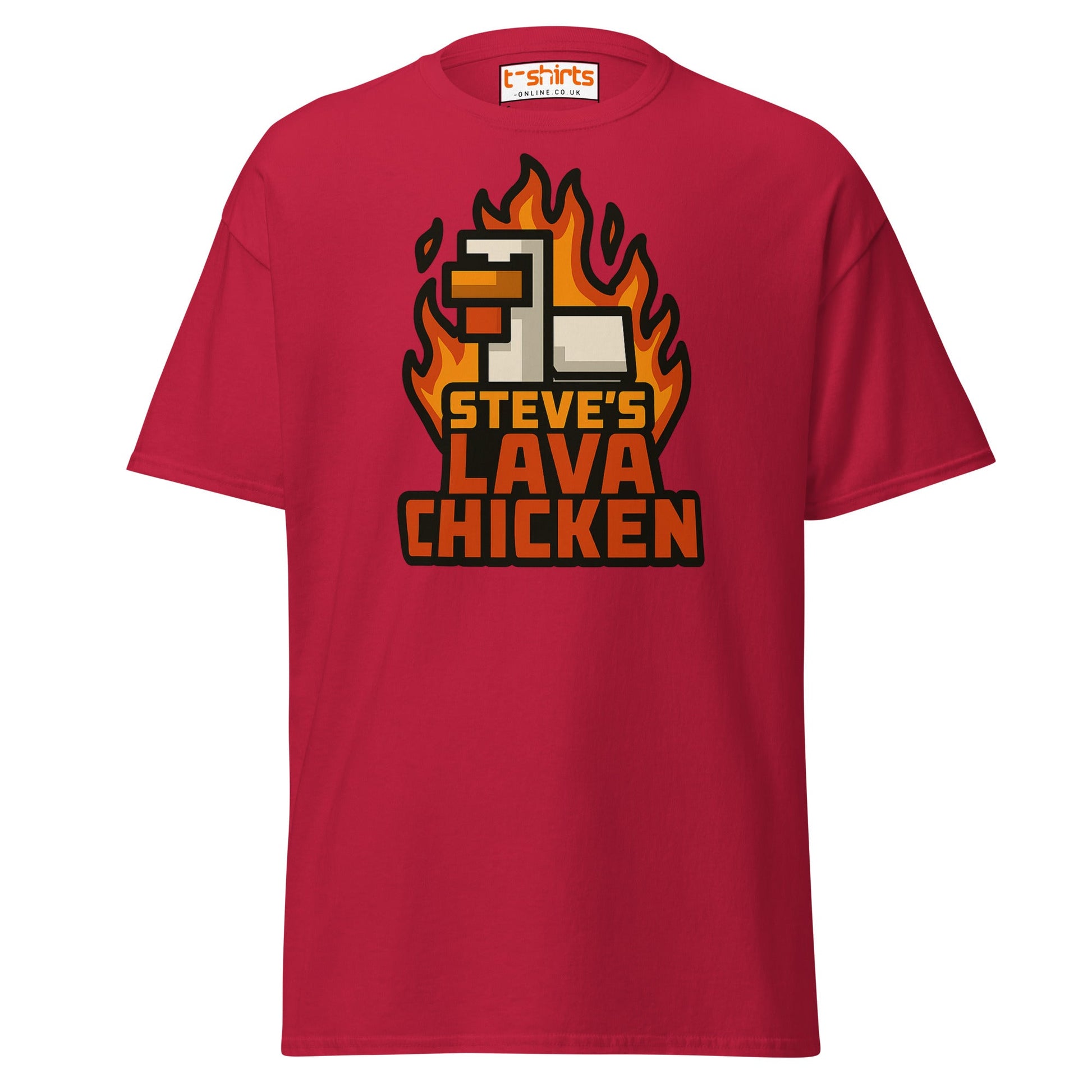 Steve's Lava Chicken Pixel Art T-Shirt - Cardinal - T-Shirts Online