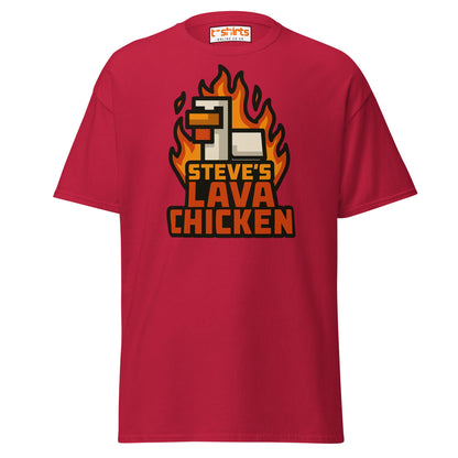 Steve's Lava Chicken Pixel Art T-Shirt - Cardinal - T-Shirts Online