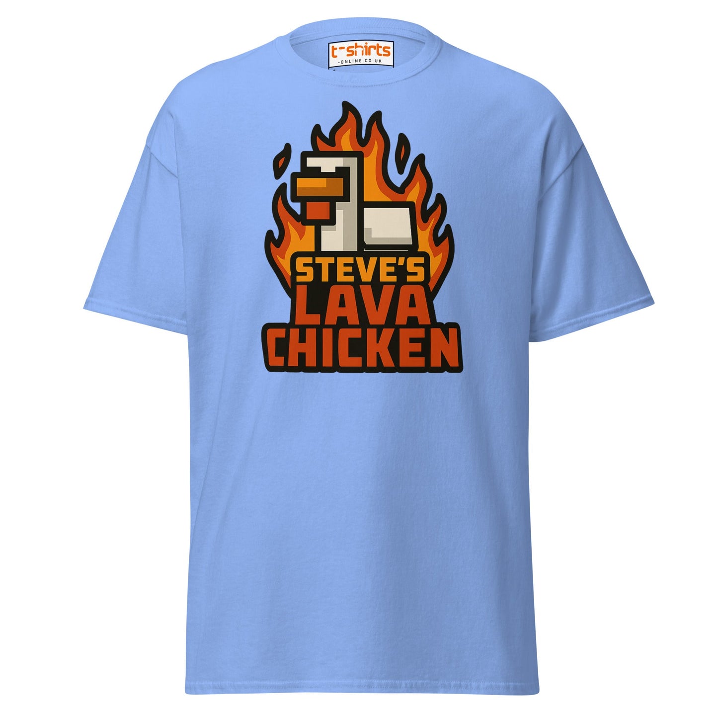 Steve's Lava Chicken Pixel Art T-Shirt - Carolina Blue - T-Shirts Online