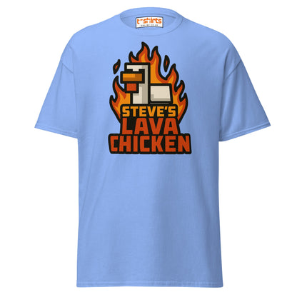 Steve's Lava Chicken Pixel Art T-Shirt - Carolina Blue - T-Shirts Online