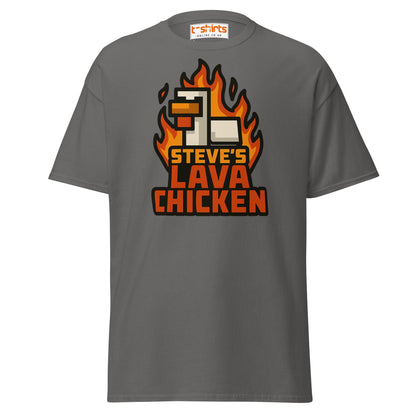 Steve's Lava Chicken Pixel Art T-Shirt - Charcoal - T-Shirts Online