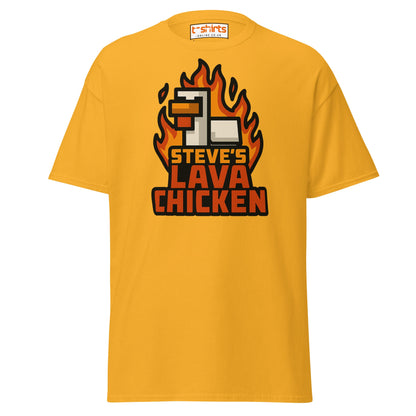 Steve's Lava Chicken Pixel Art T-Shirt - Gold - T-Shirts Online