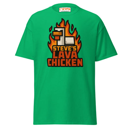 Steve's Lava Chicken Pixel Art T-Shirt - Irish Green - T-Shirts Online