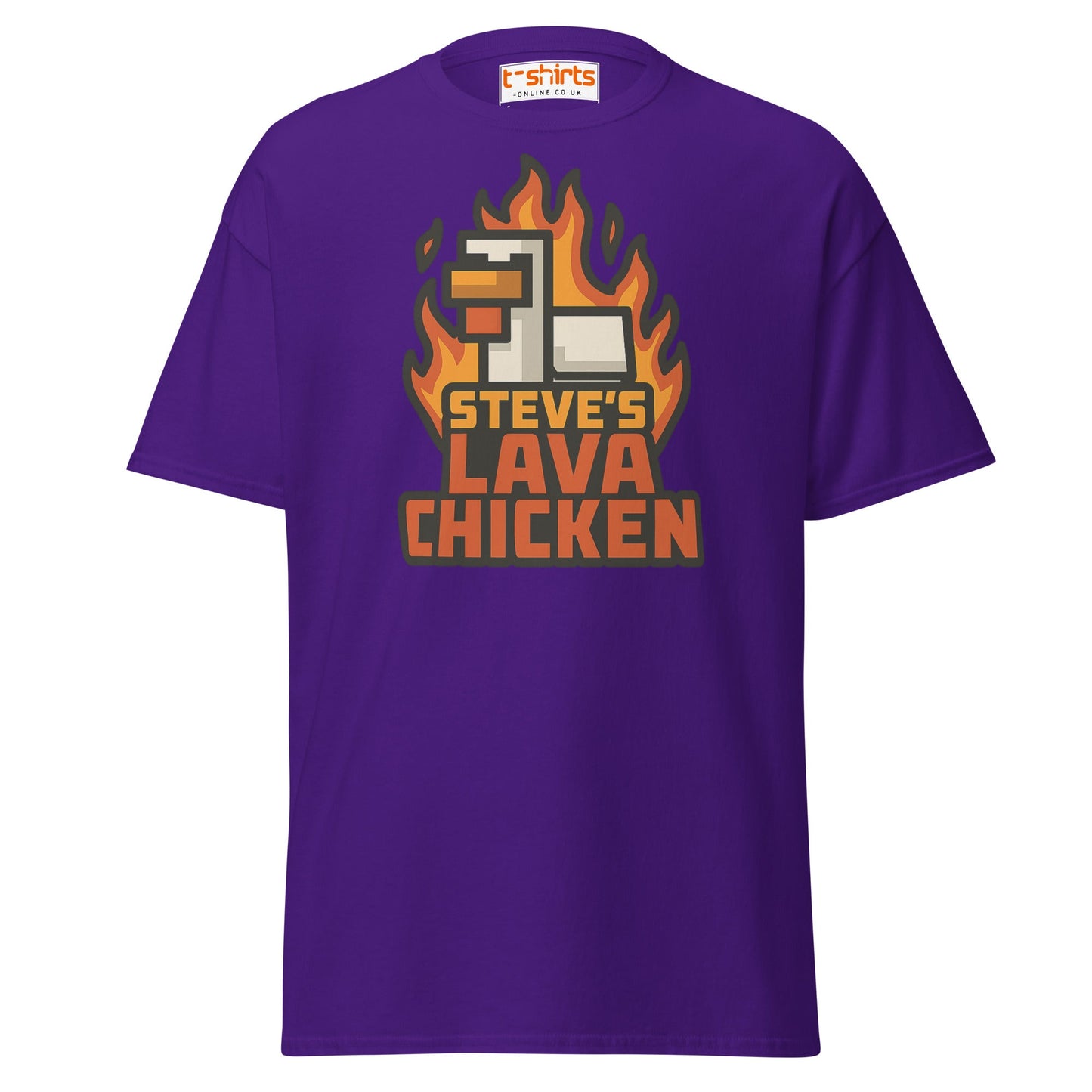 Steve's Lava Chicken Pixel Art T-Shirt - Purple - T-Shirts Online