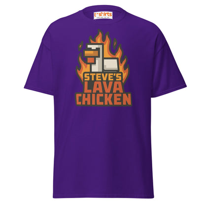 Steve's Lava Chicken Pixel Art T-Shirt - Purple - T-Shirts Online