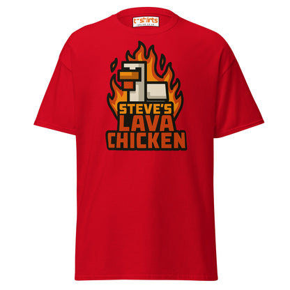 Steve's Lava Chicken Pixel Art T-Shirt - Red - T-Shirts Online