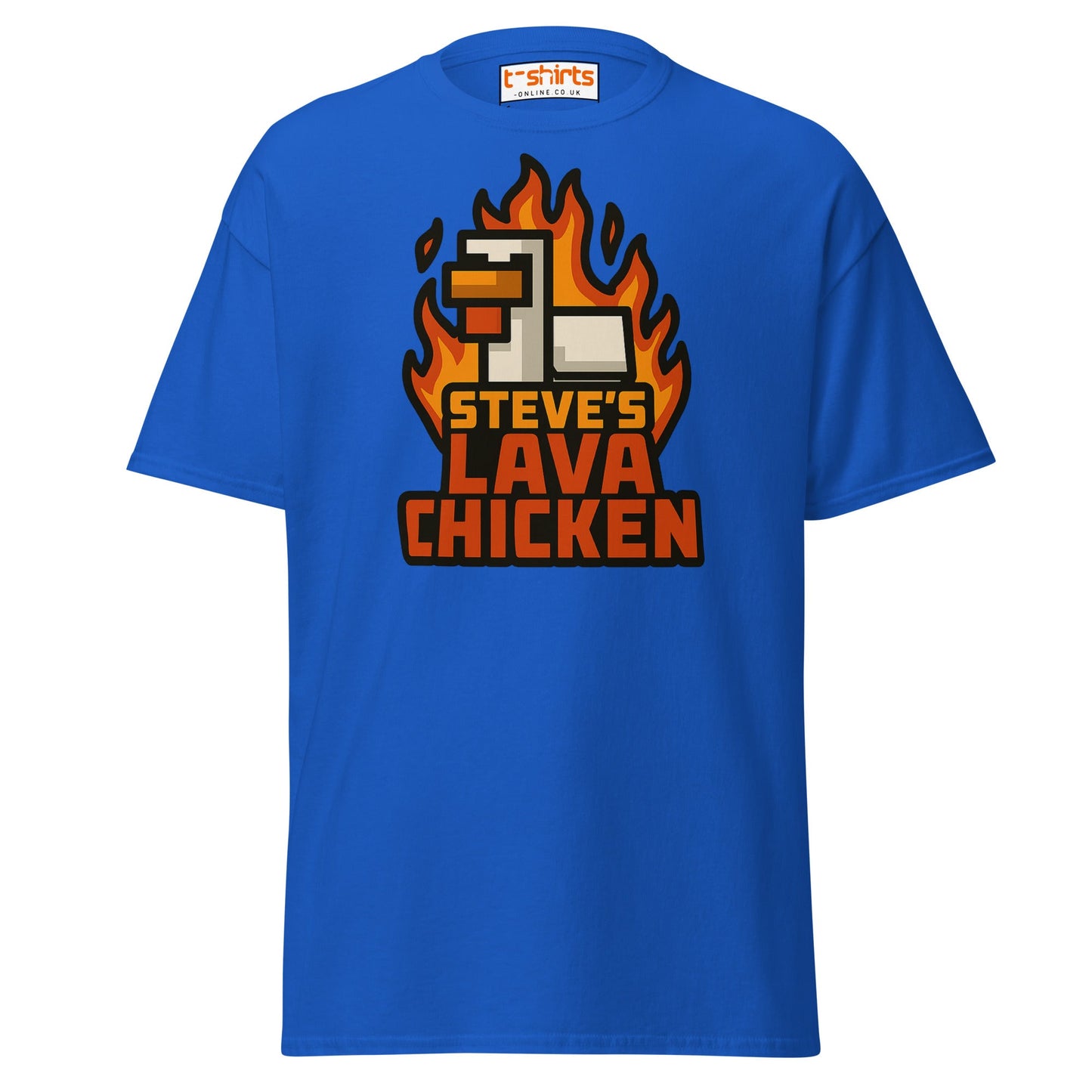 Steve's Lava Chicken Pixel Art T-Shirt - Royal - T-Shirts Online