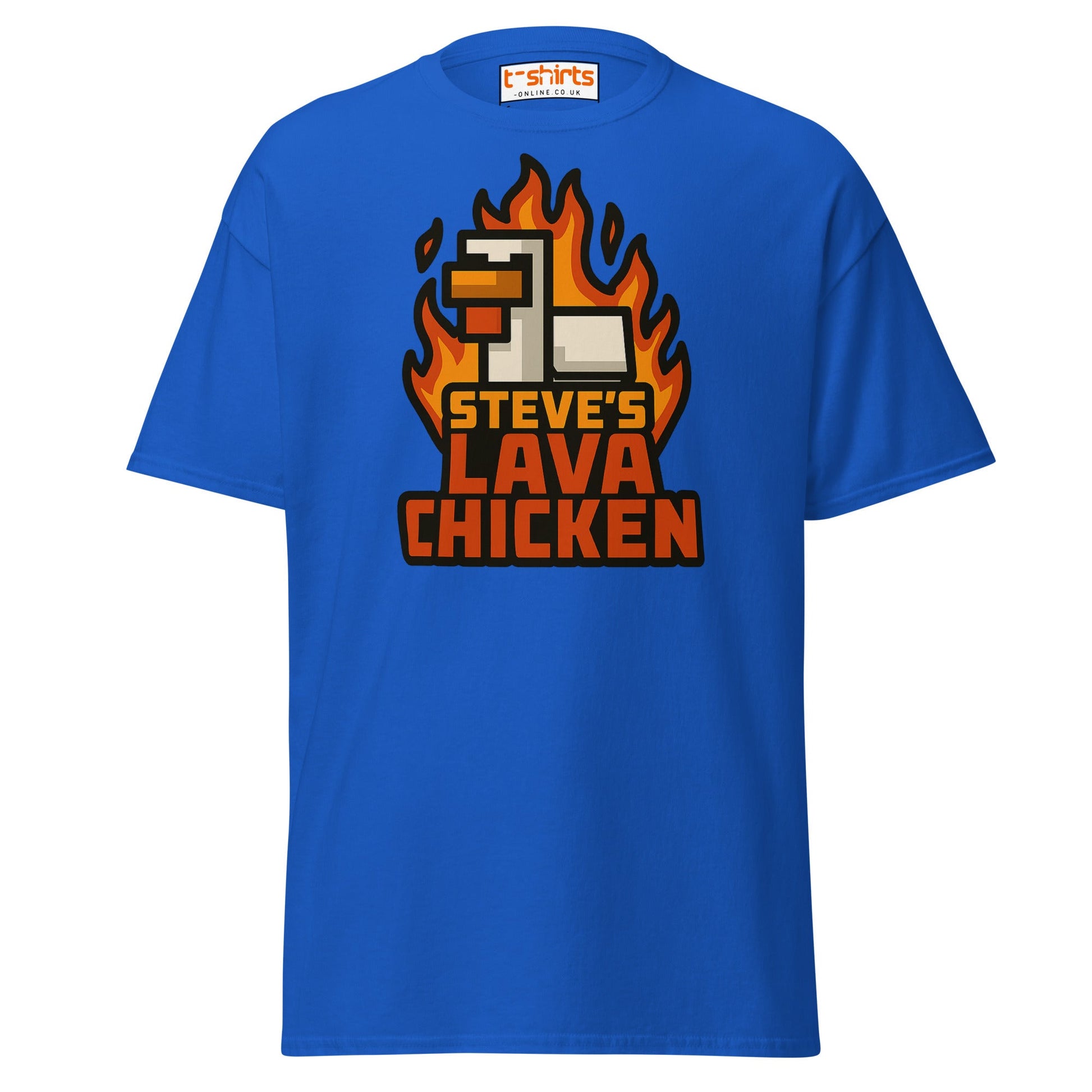 Steve's Lava Chicken Pixel Art T-Shirt - Royal - T-Shirts Online