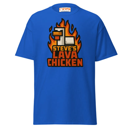 Steve's Lava Chicken Pixel Art T-Shirt - Royal - T-Shirts Online