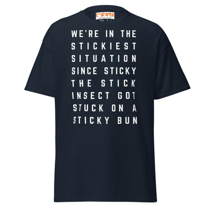 Stickiest Situation T-Shirt – Funny Quote Humor Tee - Navy - T-Shirts Online