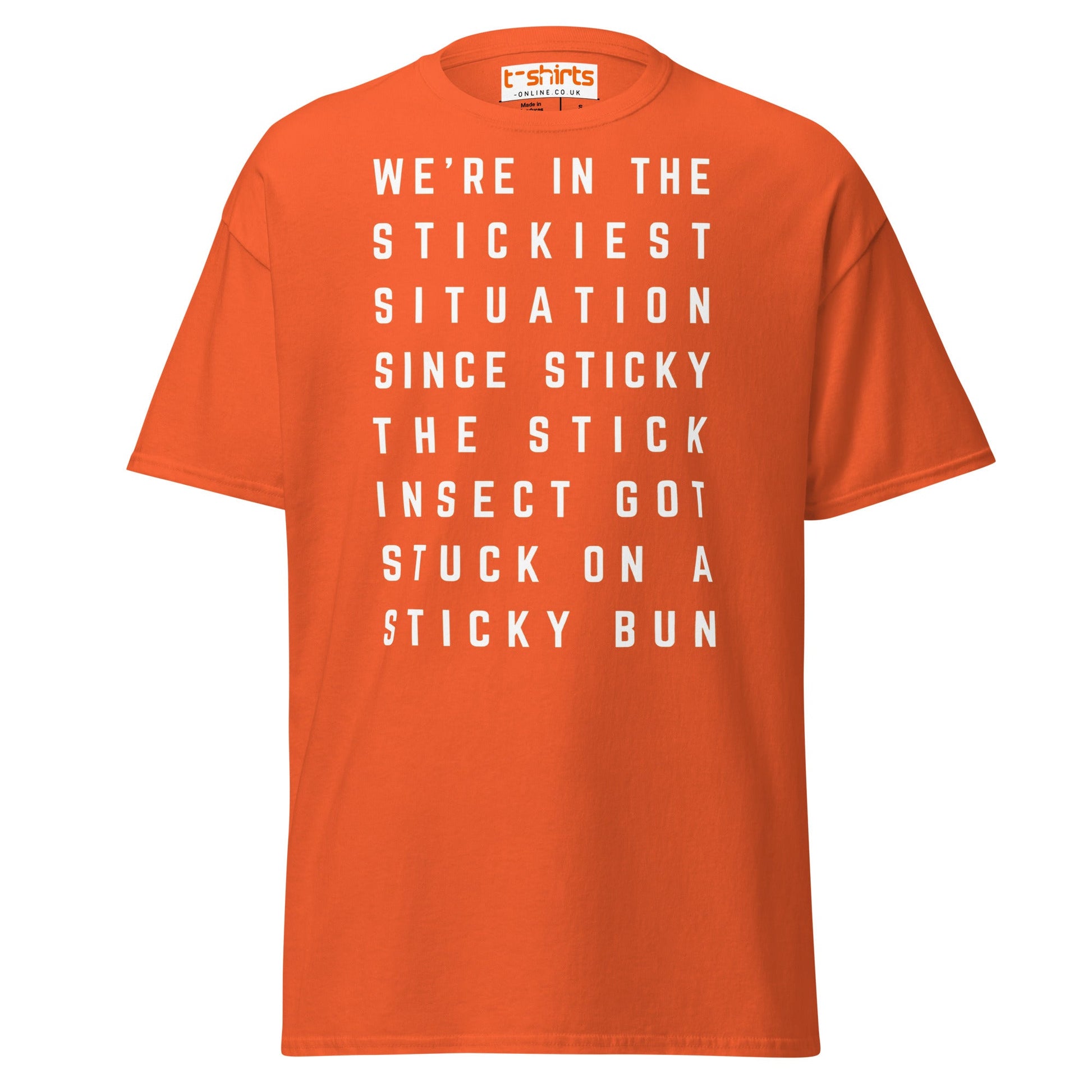 Stickiest Situation T-Shirt – Funny Quote Humor Tee - Orange - T-Shirts Online