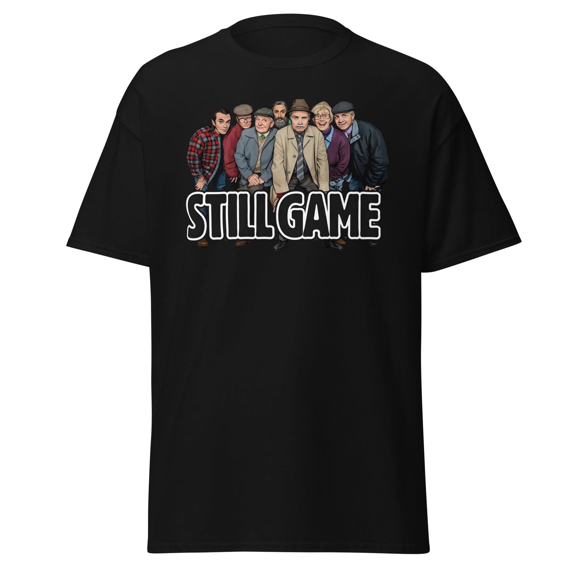 Still Game Cast Cartoon T-Shirt | Funny Scottish Comedy Tee - Black - T-Shirts Online