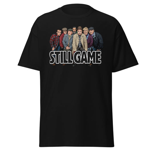 Still Game Cast Cartoon T-Shirt | Funny Scottish Comedy Tee - Black - T-Shirts Online