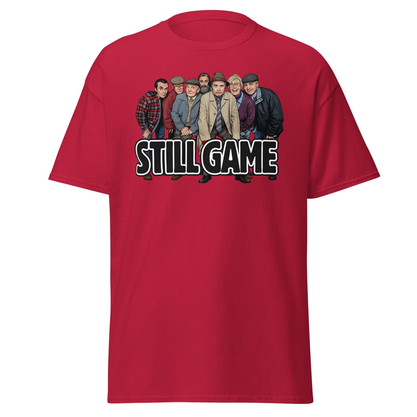 Still Game Cast Cartoon T-Shirt | Funny Scottish Comedy Tee - Cardinal - T-Shirts Online